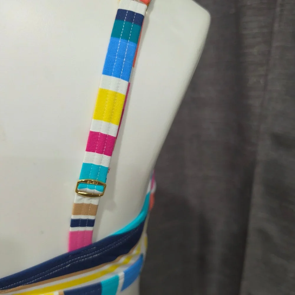 Bleu Rod Beattie Women Multicolor‎ Striped Underwire Bikini Set 36D Size 10 NWT